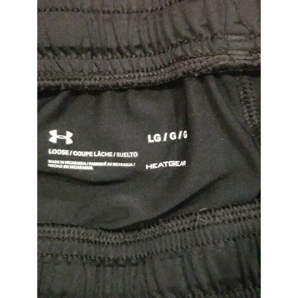 Under Armour Shorts Men Large Loose Red Black Elastic Waist Athletic Heat Gear - Picture 9 of 11